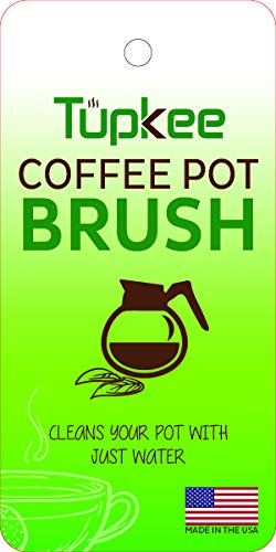 Tupkee Coffee Pot Cleaning Brush – Non Scratching, Long Lasting Bristles, Curved Coffee Decanter Cleaning Brush