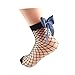 ZZIYEETTM 5 Pairs Cute Women's Black Mesh Short Ankle Socks Sexy Bow Fishnet Socks