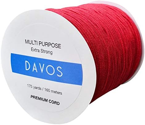 Nylon Cord Extra Strong Braided String 1.5mm x 175yds for Wind Chimes Re-Stringing Jewellery Making Beading Thread Shamballa Necklaces Bracelets Window Blinds DIY Repairs (Red, 160m)