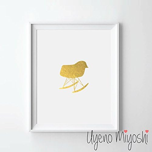 Eames Rocking Chair Gold Foil Art Print Chair Gold Print Home Nursery Room Wall Art Decor Gold Print
