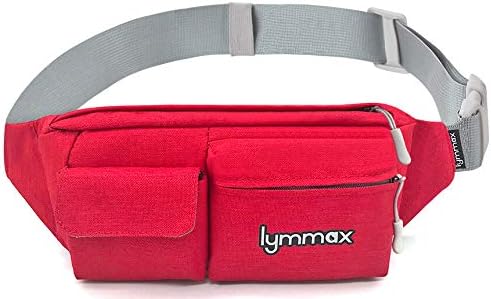 LymmaxSlim Fanny Packs for Women - Water Resistant Running Waist Belt Bag Pouch with 4 Pockets Phone Holder Crossbody for Men Workout Travel GYM Exercise Large Capacity Red