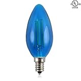 Luxrite CTC 4W Edison Blue Color LED Bulb, Equivalent To 40W Incandesent Bulb, Vintage Filament Bulb, 350 Lumens, E12 Candelabra Base, UL Listed, 15,000 Hours Life, Decorative Bulb, 1-Piece
