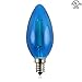 Luxrite CTC 4W Edison Blue Color LED Bulb, Equivalent To 40W Incandesent Bulb, Vintage Filament Bulb, 350 Lumens, E12 Candelabra Base, UL Listed, 15,000 Hours Life, Decorative Bulb, 1-Piece