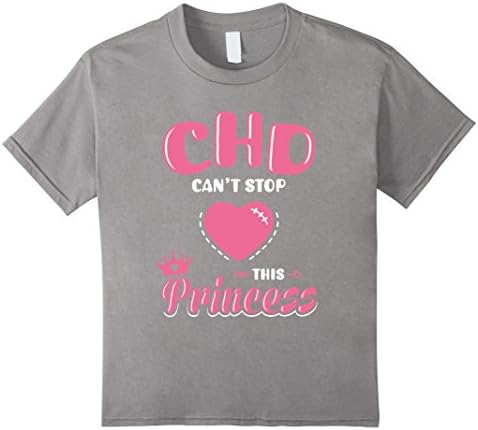 Kids CHD Can't Stop This Princess Youth Girls Pink Heart Shirt 12 Slate