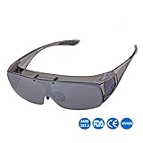 REXWAY Fit Over Polarized Sports & Driving Sunglasses, Flip-Up Style No Blind-Spot Glasses Wraparounds for Wearing Over Prescription RX Glasses for Men and Women (Elegant Grey)
