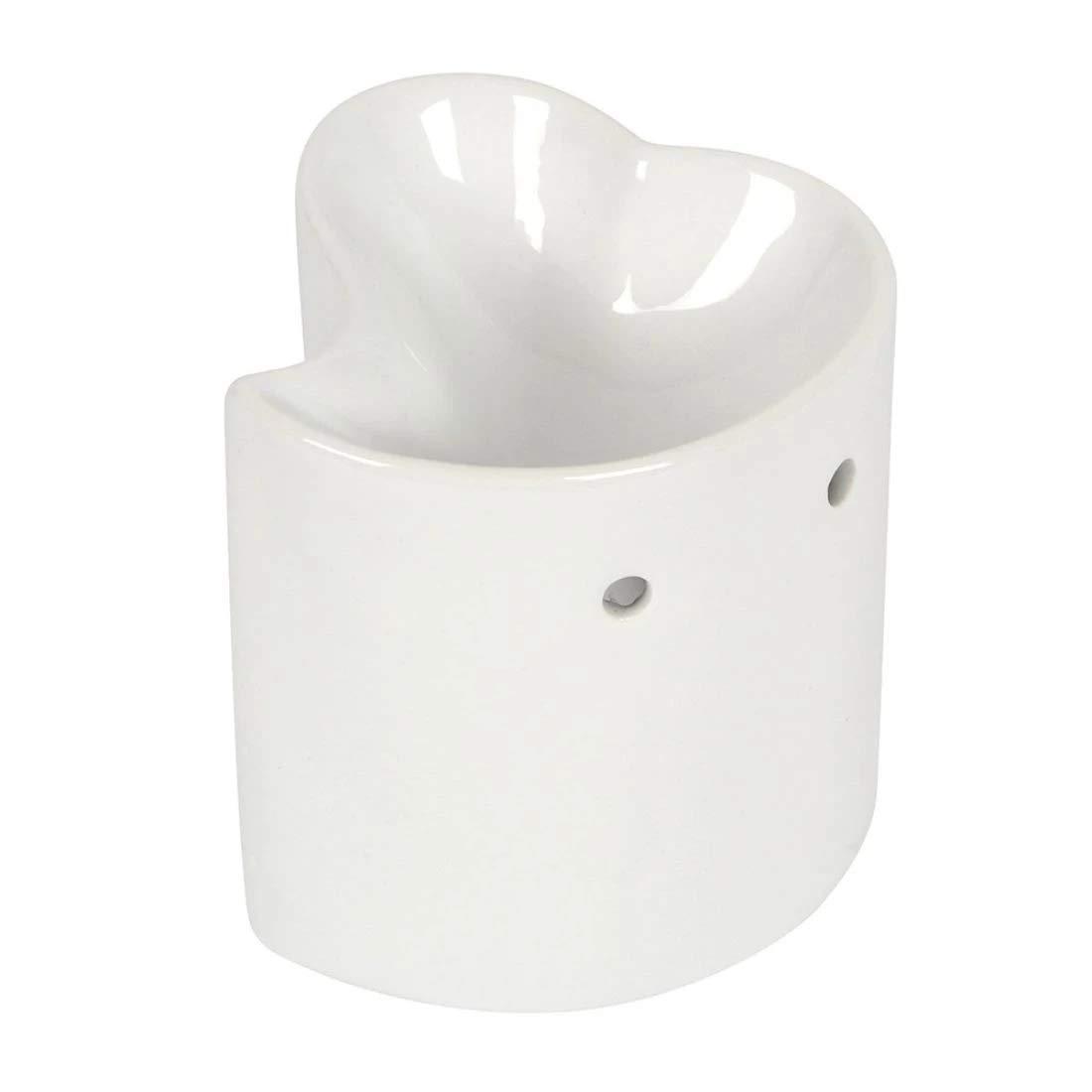 Elegant White Heart Oil Burner - 9cm x 8cm (1 Pc) Ceramic Material - Perfect Ambience Enhancer for Home & Office