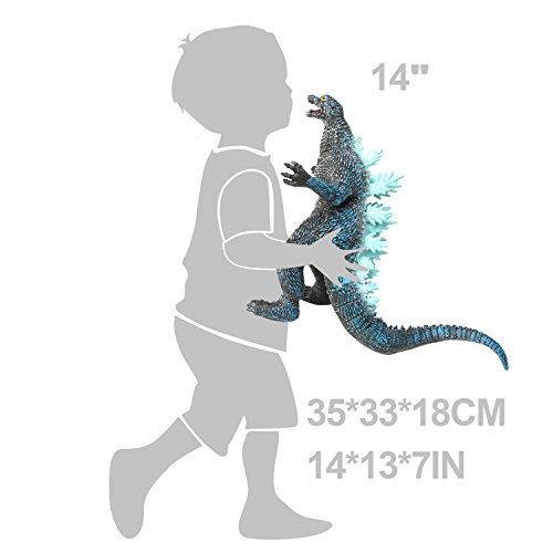 rainbow yuango Godzilla 14" 13" 7" Standing Gojirasaurus Dinosaur Model Action Figure Toy Soft Vinyl Plastic Dino Movie Monster Series for Kids(Blue)