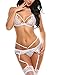 Avidlove Women's Sexy 2 Piece Lingerie Set Lace Open Cup Bra Babydoll Bodysuit White S