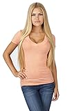 Hollywood Star Fashion Women's Deep V-Neck Short-Sleeve Shirt