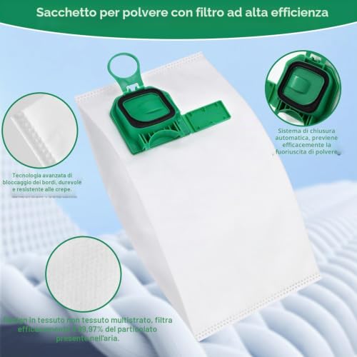 15 Bags Kobold vk140 vk150, with 2 Filters + 2 Brushes + 6 Scented Discs, Accessory Set Kobold vk140, Easy Installation, Anti-Allergic