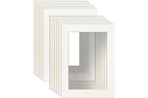 ZBEIVAN 5x7 White Picture Mats with Core Bevel Cut Frame Mattes for 4x6 Pictures- Pack of 12