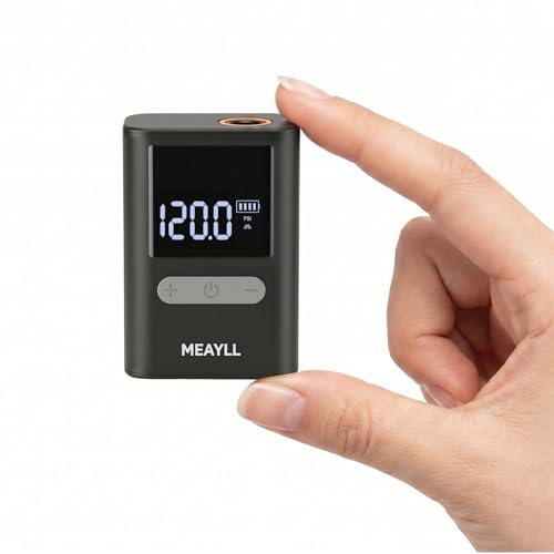 Mini Electric Bicycle Pump with Pressure Gauge, 120 PSI Mini Pump for Auto Stop and Quick Inflation, 500 mAh Battery Air Pump Bicycle with Presta and Schrader Valve for Road Bike, MTB, E-Bike