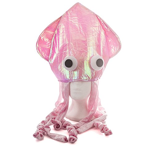 Squid Hat - Funny Fun and Crazy Hats in Many Styles - Funny Party Hats (Shiny Pink Squid Hat)