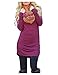 AuntTaylor Womens Long Sleeve Solid Ruching Slim Fit T-Shirt Dress Pull On Tunic