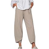 TARIENDY Women Cotton Linen Cropped Pants High