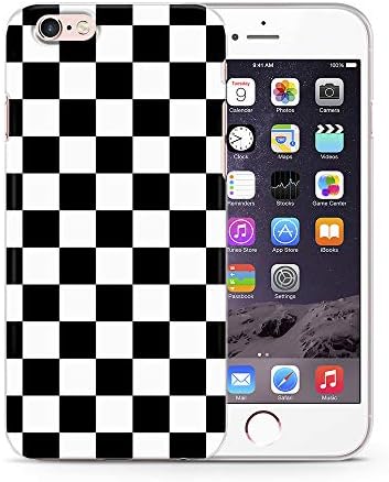 Checkerboard Chess Board Black White Squares Geometric Lines Phone Case Cover for iPhone Gel/Rubber (iPhone 6/6s Plus, Chess)