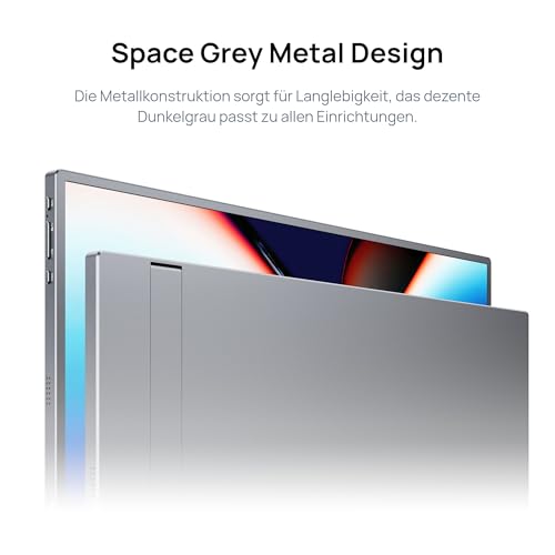 ARZOPA Portable Monitor 17.3 Inch Grey 1080P FHD 103% sRGB IPS Gaming Monitor Laptop Monitor with Built-in Stand HDMI USB C External Screen for PC Mac Mobile Phone Xbox PS5 - Z1C Plus