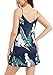 Sidefeel Women V Neck Halter Printed Casual Strap Dress Small Blue