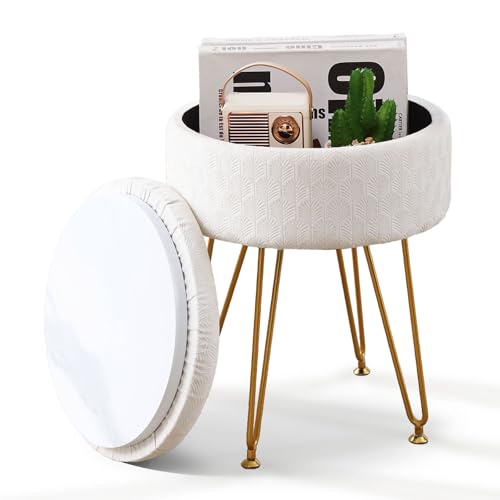 Velvet Cpintltr Storage Ottoman Round Footrest Stool