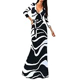 Women Dress,Neartime Striped V Neck Wrap Waist Long Maxi Dress