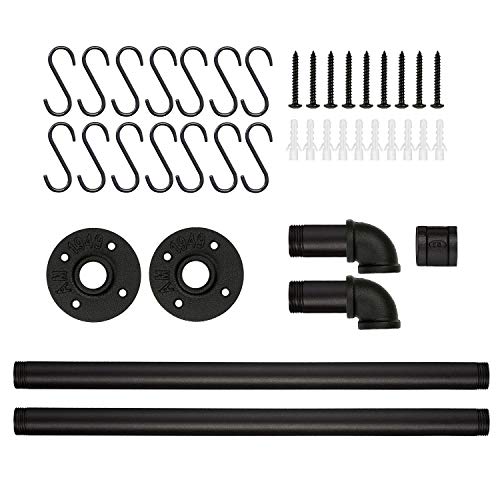 Greenstell Pot Rack with 14 S Hooks, 37 inch Wall Mounted Hanging Pot