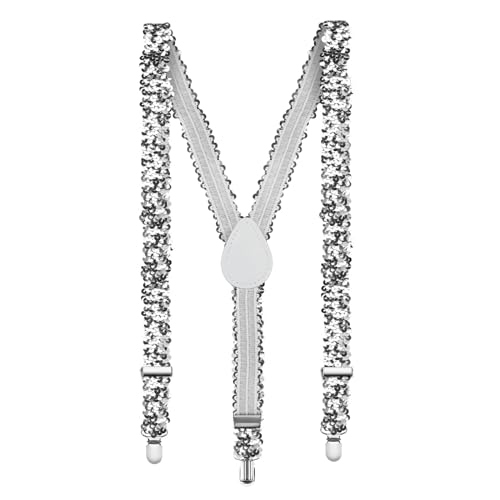 Silver Sequin Suspenders