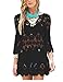GDKEY Women's Beach Wear Bikini Cover Up Crochet Tunic Dress (M, Black)
