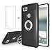 Google Pixel 2 XL Phone Case with Tempered Glass Screen Protector Ring Holder Stand Kickstand Slim Heavy Duty Full Body Silicone Protective Hard Rugged Cover for Pixel2 2XL Women Girls Men Black