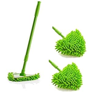 180 graden draaibare verstelbare driehoek reinigingsdweil, uitschuifbare stofdoek met 2 herbruikbare dweilkoppen, 2 in 1…