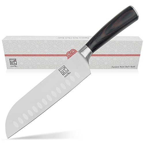 ISSIKI Cutlery Professional 7 Inch Santoku Knife, Kitchen Knife, High Carbon Stainless Steel, Sharp Cutlery, Ergonomic Handle