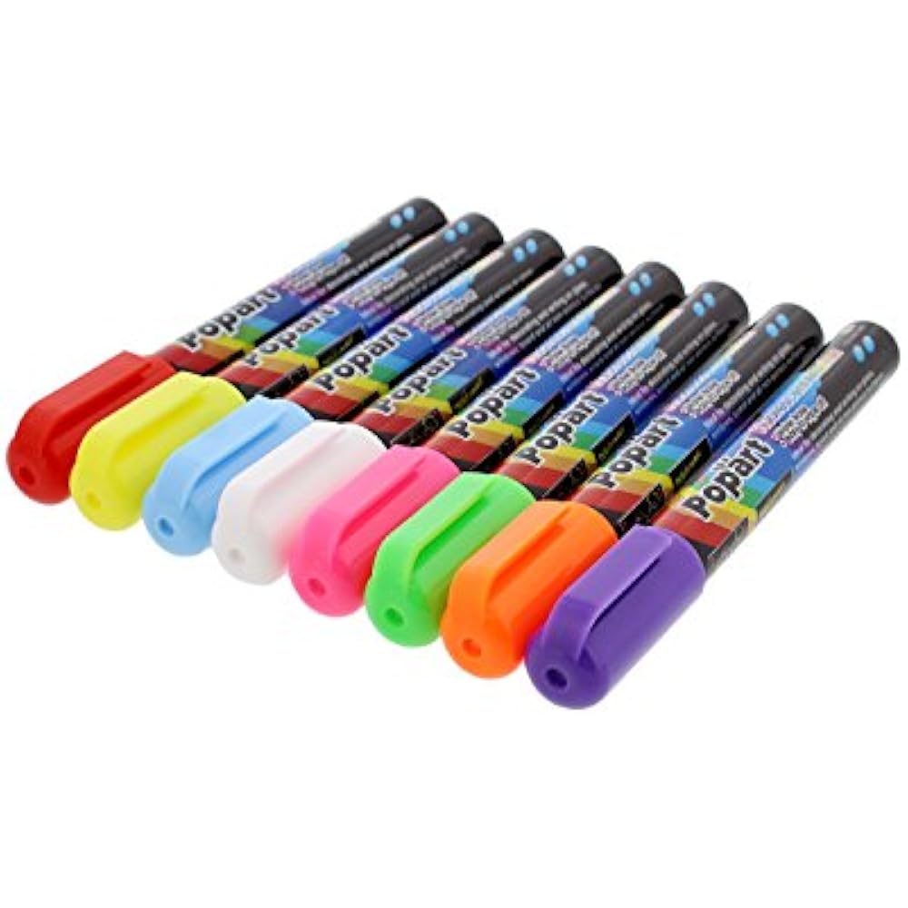Neon Liquid Marker Chalk Pens 8Pack Dry Erase Wet Paint Window Markers