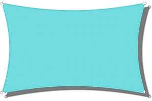 Coarbor 8'x12' Waterproof Sun Shade Sail Rectangle Canopy Shade Cover for Patio Outdoor Backyard Lawn Garden Pergola, Turquoise