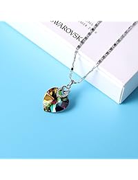 PLATO H - Collar con colgante "Brave Heart" con cristal Swarovski. Collar a la moda con colgante de corazón. Collar con colgante para mujer o niña. Regalo para mujer o niña