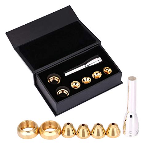 Brass Trumpet Mouthpiece Set 1-1/2c 3c 5c 7c 2b 2c 3b 3c Gold Plated Mouth Pieces Cups Trompette Replacement Parts Rich Tone Brass Wind Musical Instruments Accessories (Set2: 2b 2C 3b 3C)