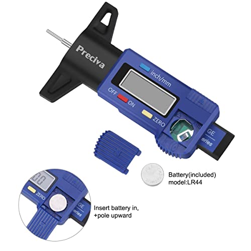 Tire Tread Depth Gauge, Preciva LCD Digital Tire Tread Depth Gauge Tool