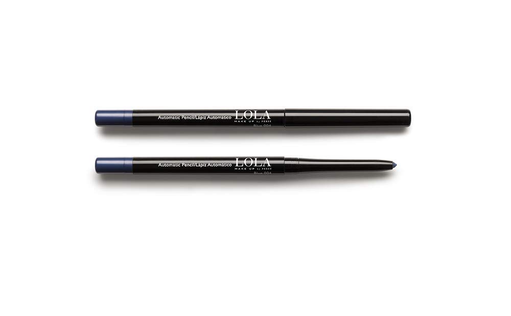 LOLA Make-Up Professional Automatic Eye Pencil, Oil Free, Smudge & Waterproof, Soft Texture, Slim & Precious With Built In Sharpner, Vegan (004 Blue)
