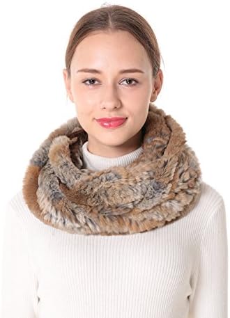 Women’s Rex Rabbit Fur Infinity Scarf Natural.