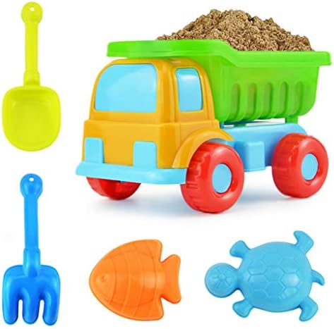beautijiam 5Pcs/Set Kids Beach Toys Toddlers Beach Sand Toy Set Truck Shovel Rake Animal Molds Kit Garden Sandpit Pool Toy, Random Color