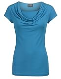 Milk Nursingwear Cowl Neck Nursing Top in Short Sleeves-L-Blue