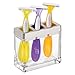 mDesign Glass Bathroom Vanity Countertop Accessory Set - Includes Foaming Soap Dispenser, Divided Toothbrush Holder, Tumbler Rinsing Cup, Soap Dish - 4 Pieces - Clear/Brushed