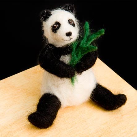 Panda Bear Wool Needle Felting Craft Kit by WoolPets. Made in the USA.