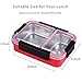Bento Box 2 Compartments Stainless Steel Lunch Box for Adults and Kids, Portion Control Lunch Containers Leakproof, BPA Free - Watermelon Red