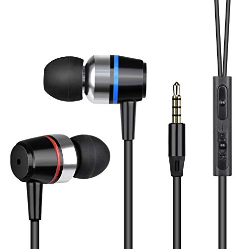 Ear Buds Wired Earphones Headphones with Microphone Noise Cancelling Ear Phones Stereo in Ear Headphones Sports Earbuds with Mic and Volume Control Compatible iPhone Android iPad Laptop