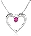 Amazon Collection Sterling Silver Heart Pendant Necklace (1/6cttw), 18