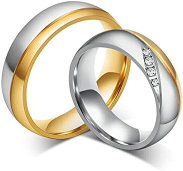 TIANYIStainless Steel 18K Gold Plated Wedding Engagement Band Couple Ring (Price for 1pcs, Women or Men)