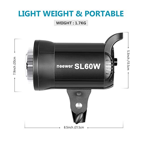 Neewer-SL-60W-LED-Video-Light-White-5600K-Version-60W-CRI-95-TLCI-90-with-Remote-Control-and-Reflector-Continuous-Lighting-Bowens-Mount-for-Video-Recording-Children-Photography-Outdoor-Shooting