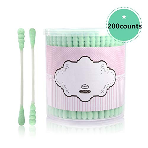 Easy To Clean Double Head Cotton Swab Cotton Buds Natural Soft Ears Stick Suitable for Ear Cleaning Make up Removing (Color : Green, Size : 7.64cm) - Thumbnail 7
