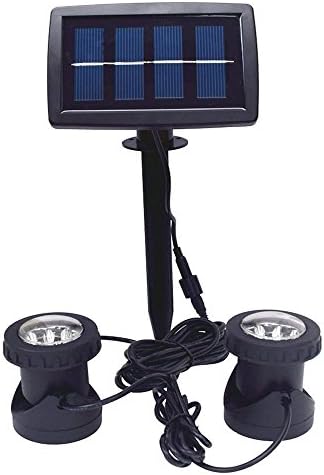 RivenAn 12 LEDs Waterproof Solar Energy Powered Spotlight Projection Light with 2 Submersible Lamps for Outdoor Garden Pool Pond Spot Lamp Light, Underwater Light, Lighting Color (Warm White)