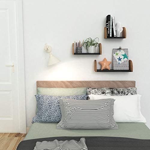 Emfogo Floating Shelves Wide Wall Shelves Set of 3 Rustic Wood Wall