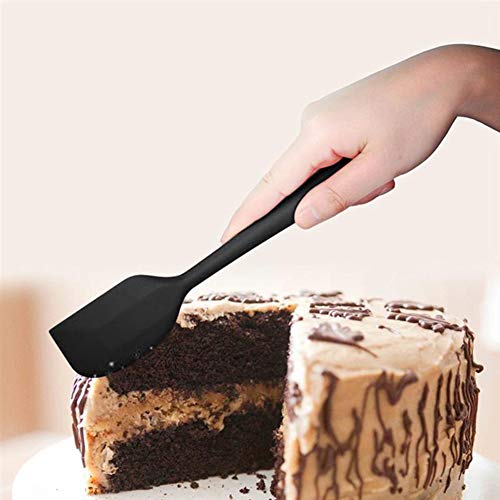 Silicone Spatulas Rubber Scraper Set Heat Resistant Non Stick Cooking Spatula with Stainless Steel Core One Piece Design Mini Kitchen Utensils for Baking Mixing Black